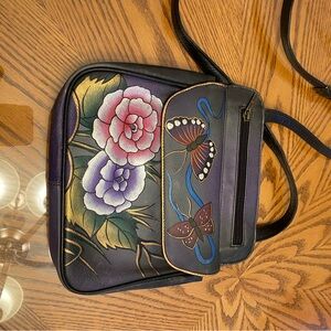 Anuschka Multicolor Floral and Butterfly Crossbody Bag